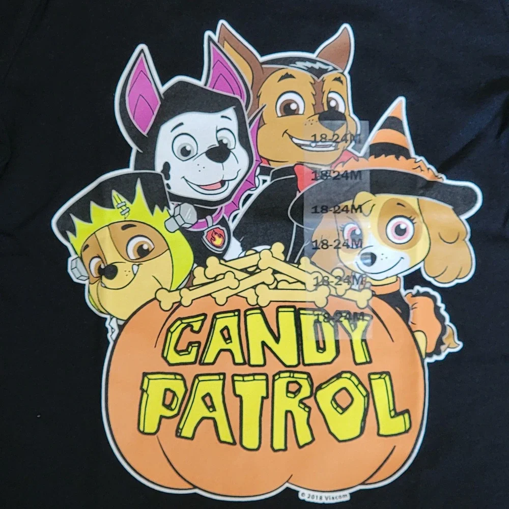 Old Navy Paw Patrol Halloween Tshirt Boys Sz 18/24M Black Graphic Tee‎ Crew Neck